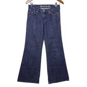 Plastic by Gly Flare Jeans Womens 3 Blue Low Rise Wide Leg Denim Y2K Bootcut